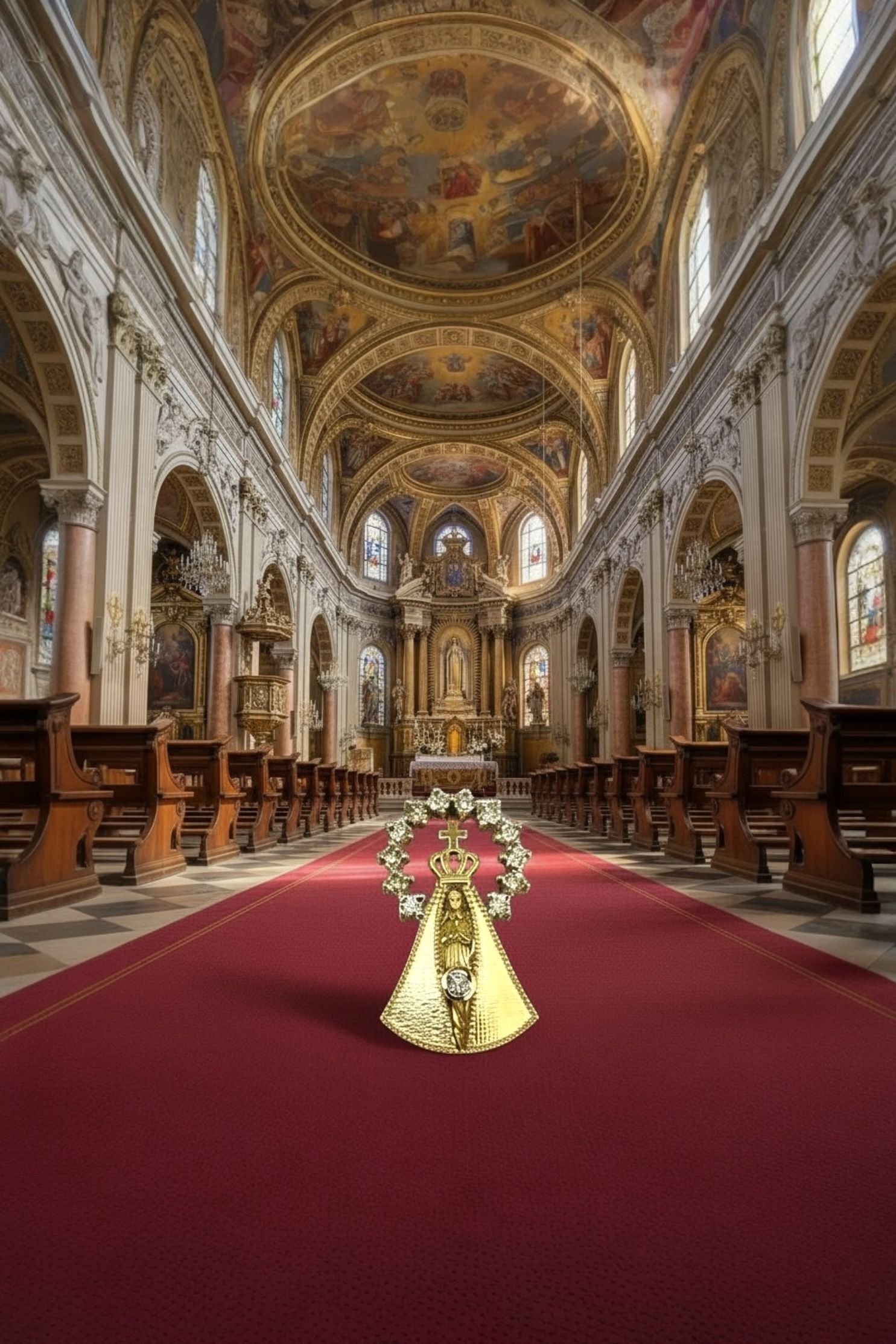 Dije Virgen del Valle en Oro 18K con Diamantes Naturales