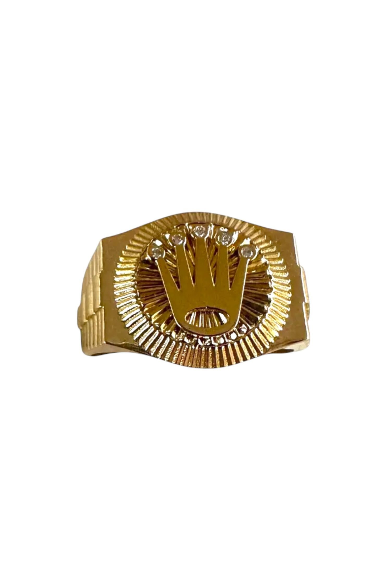 Anillo Estilo Rolex con Diamantes Naturales Oro 18K 750