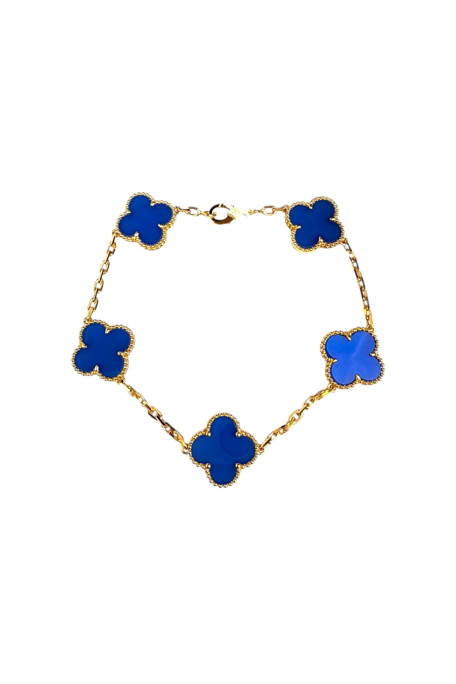 Pulsera Trébol Oro 18K Azul para Caballero