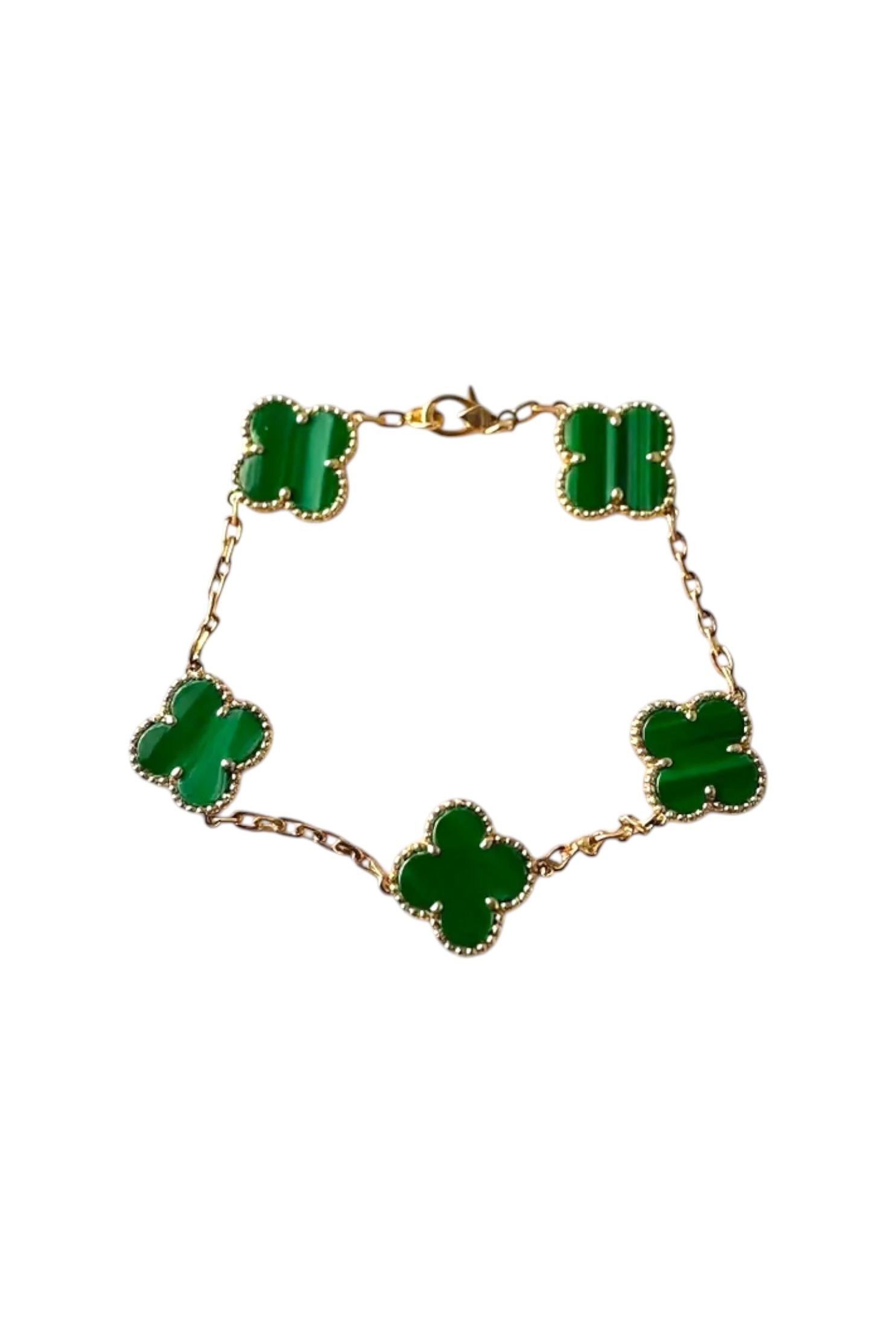 Pulsera Trébol Verde Oro Rosado 18K para Caballero