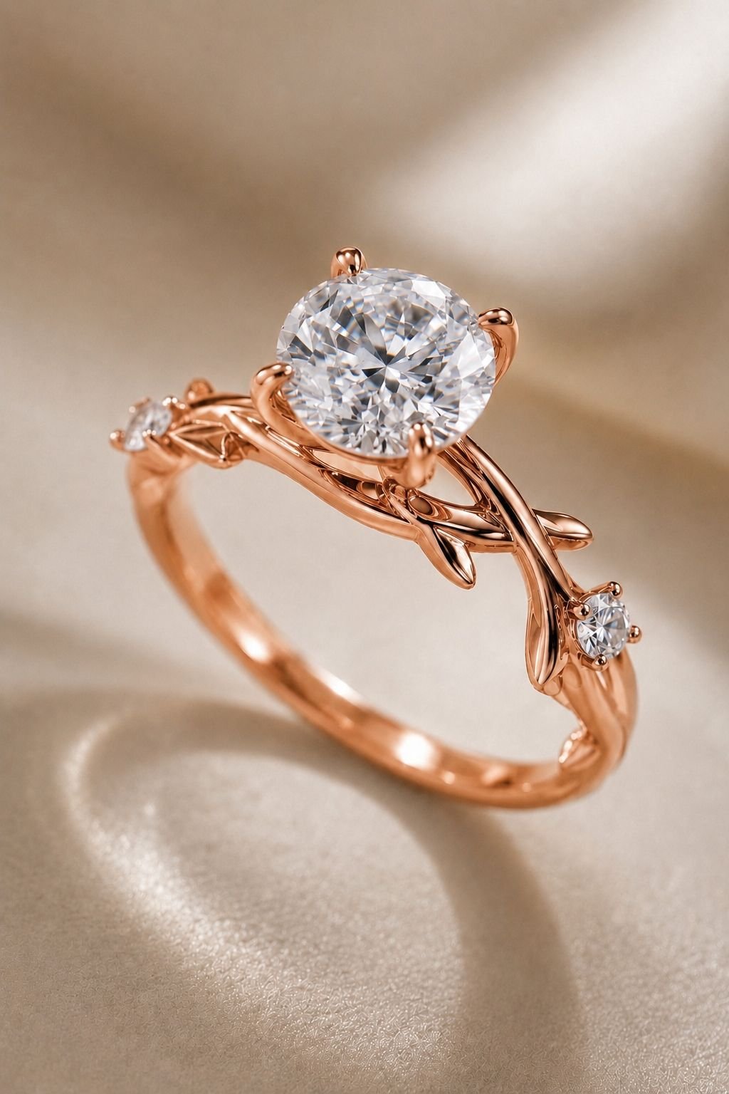 Anillo Rosa Eterna Oro Rosado 18K con Diamantes de Laboratorio